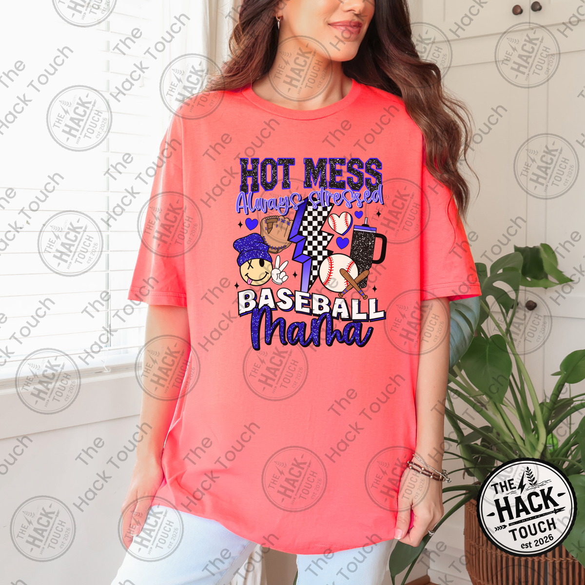 Hot Mess Baseball Mama - Blue
