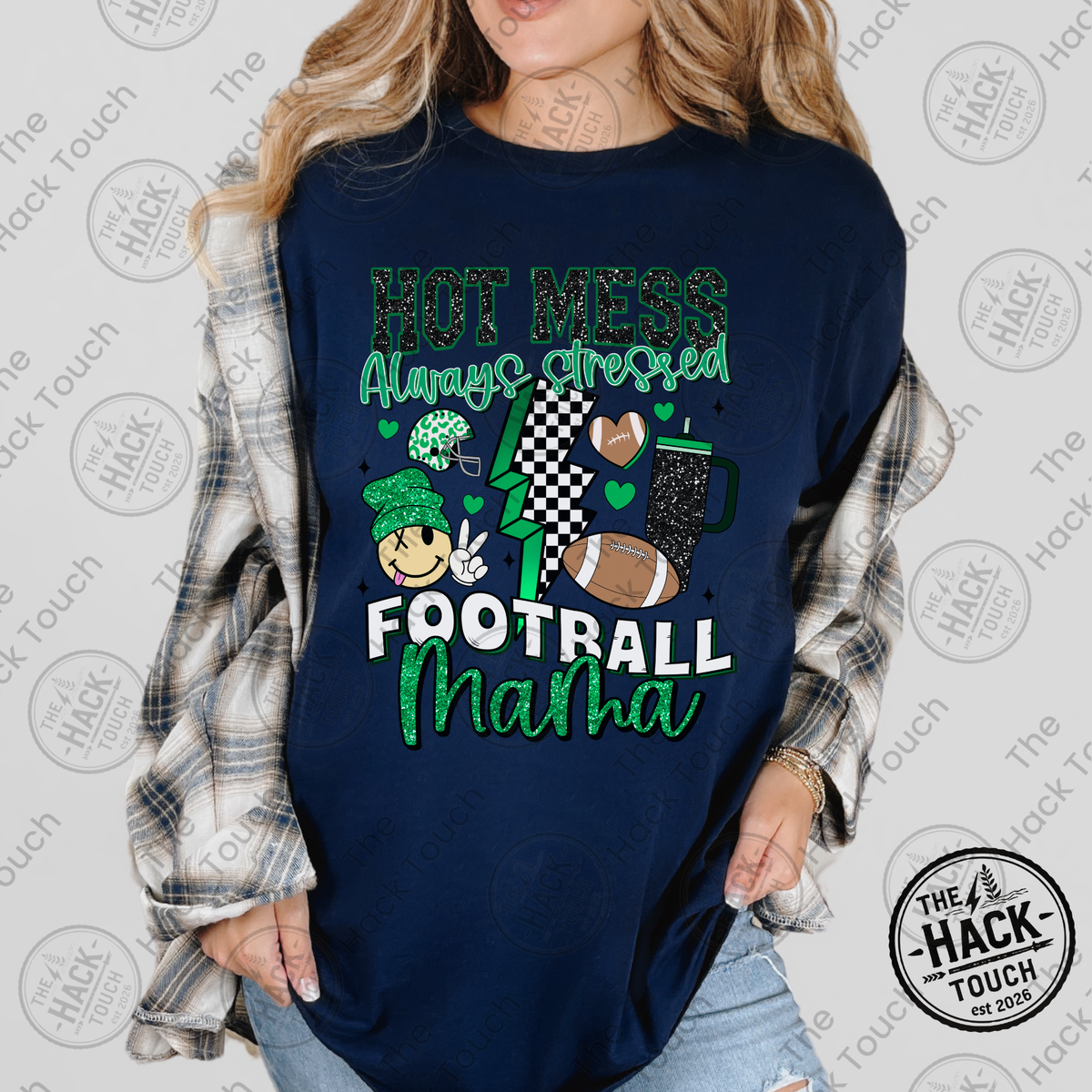 Hot Mess Football Mama - Green