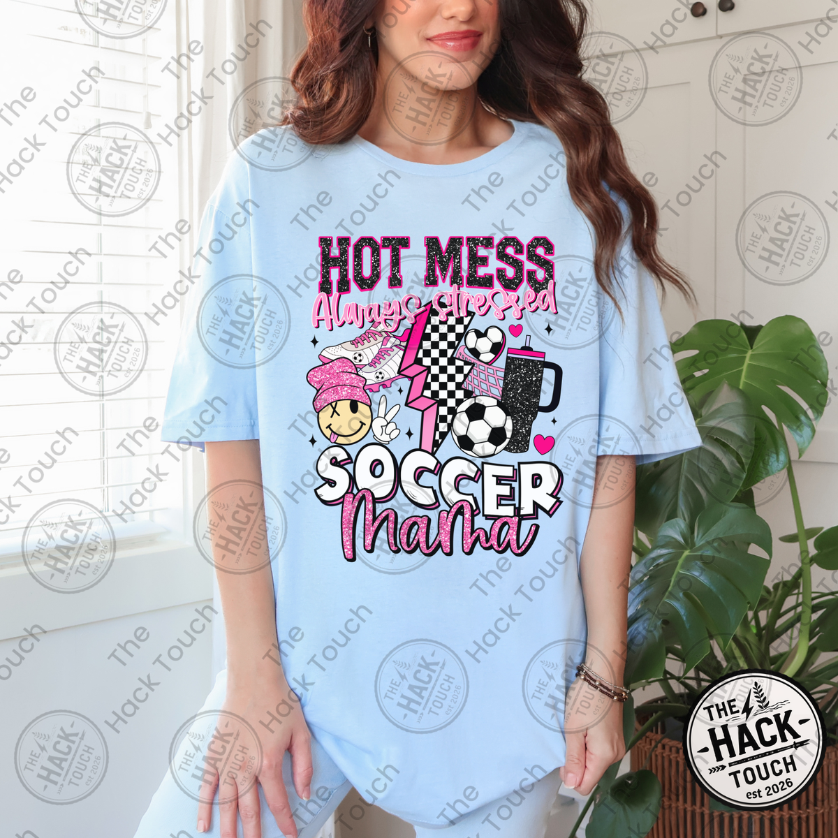 Hot Mess Soccer Mama - Pink