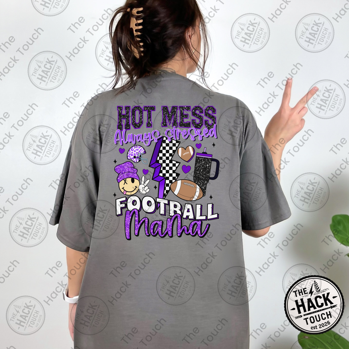 Hot Mess Football Mama - Purple