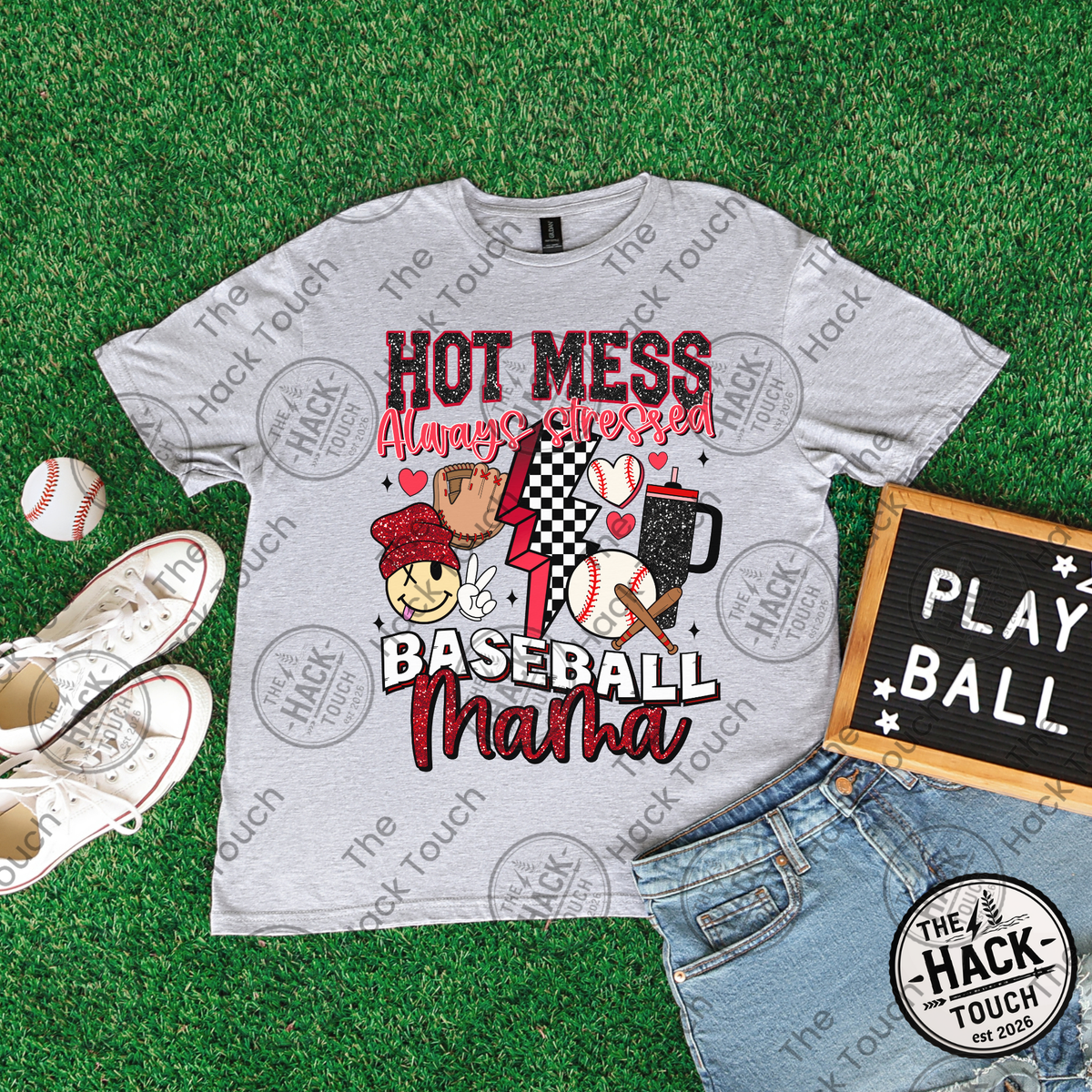 Hot Mess Baseball Mama - Red