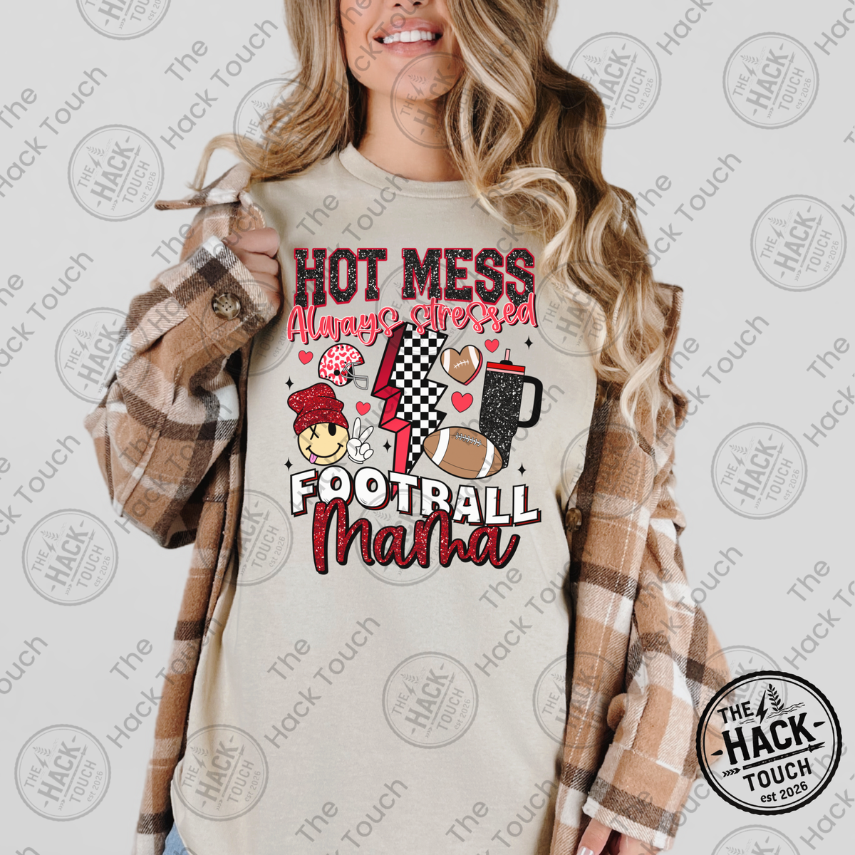 Hot Mess Football Mama - Red