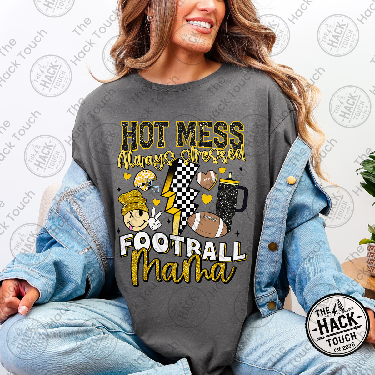 Hot Mess Football Mama - Yellow