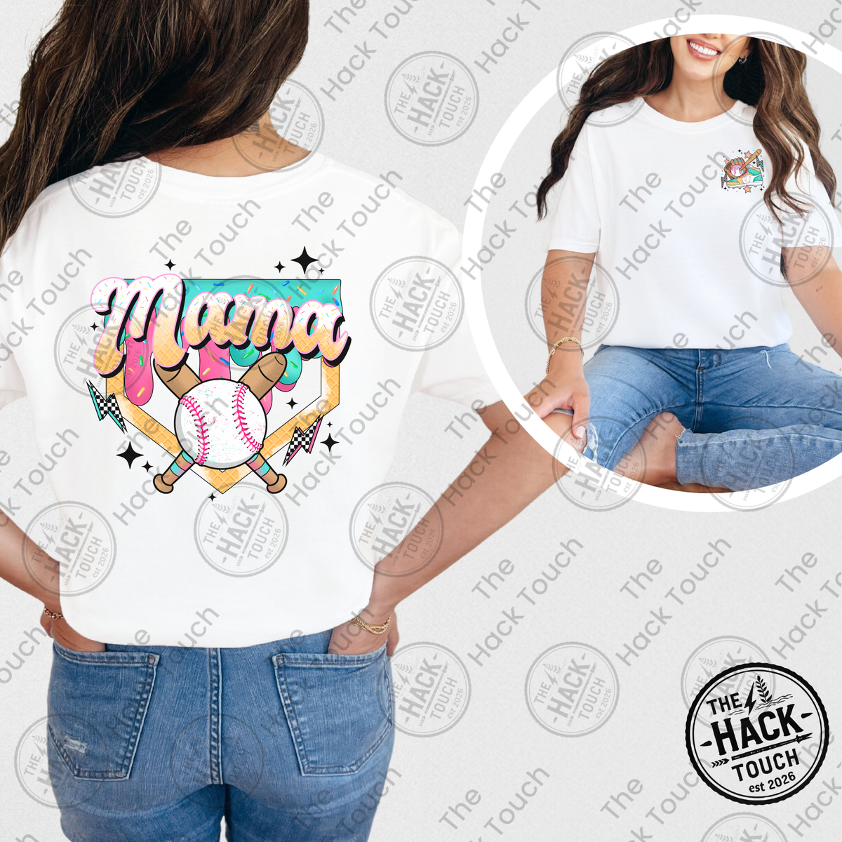 Ice Cream Drip Baseball Mama - Pocket T