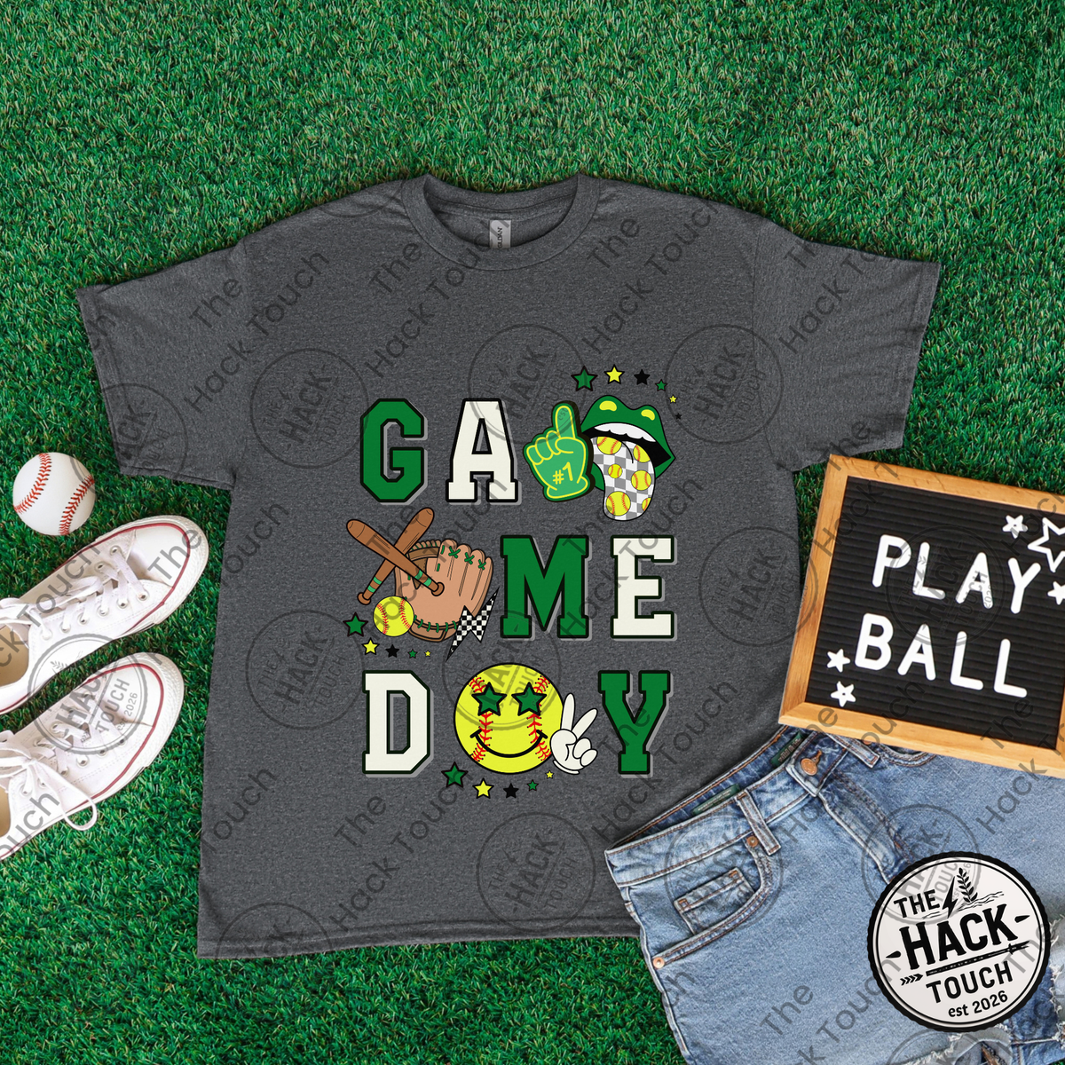 Retro Softball Game Day - Green