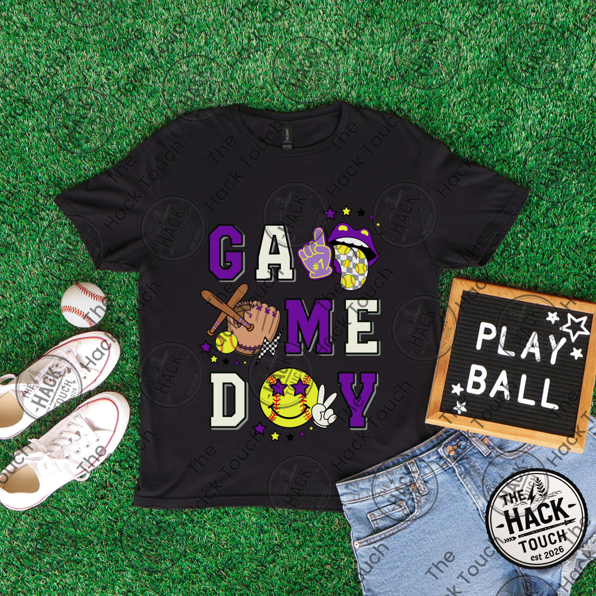 Retro Softball Game Day - Purple